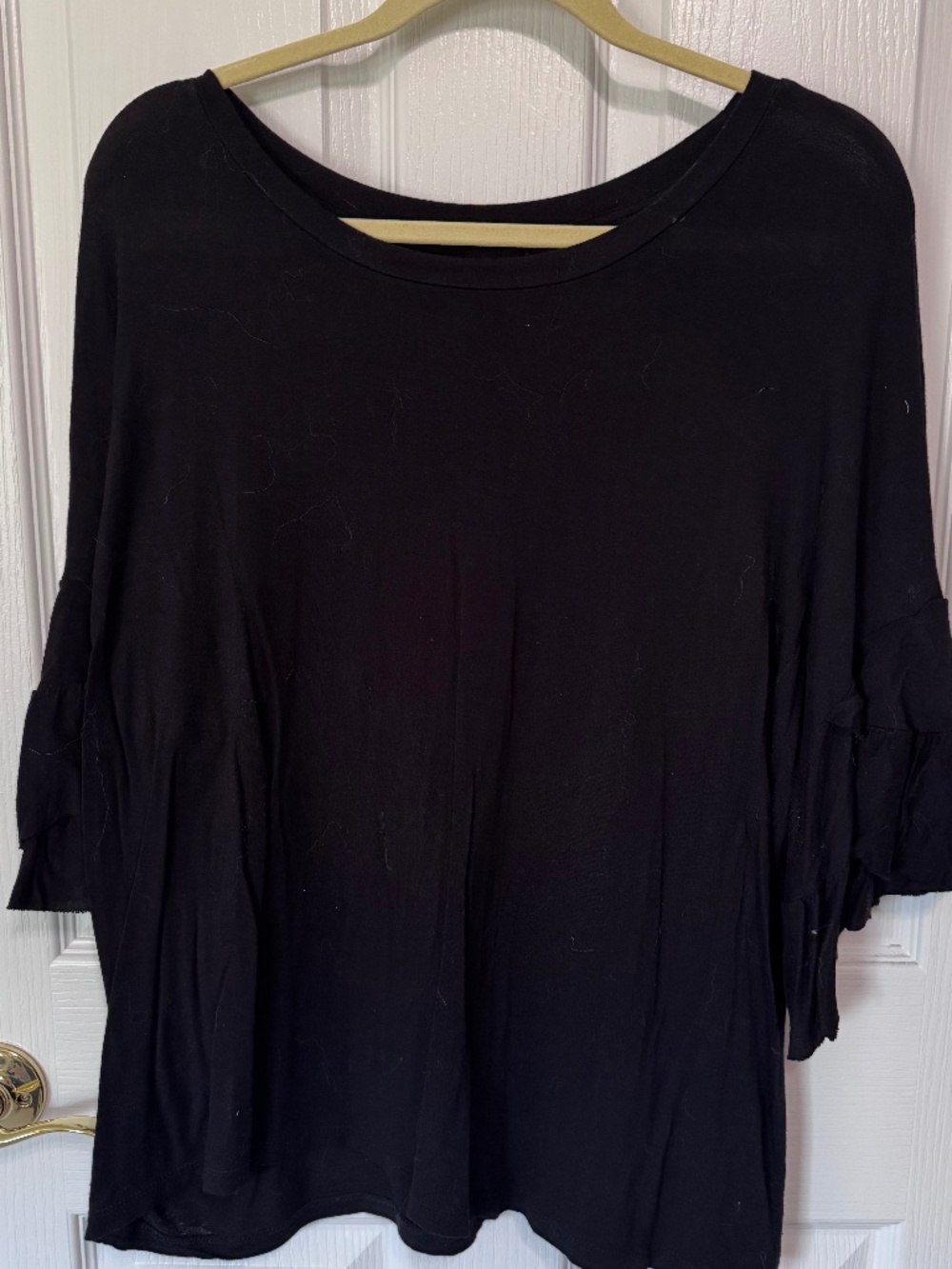 Lane Bryant Women’s Flutter Sleeve Knit T-Shirt, Size 18/20, Black
